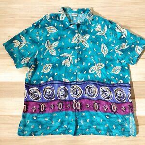 Vintage Bentley Woman Top Women's size 3X? MOP Buttons Side Slits Button up READ